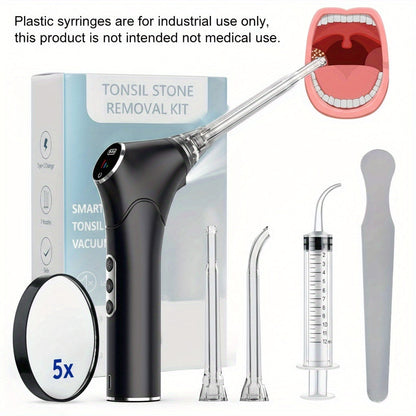 Tonsil Stone Remover Electric Vacuum Kit – Built-In LED Light, 3 Suction Modes & 5X Magnifying Mirror, Oral Irrigator for Safe Effective Tonsil Stone Removal at Home