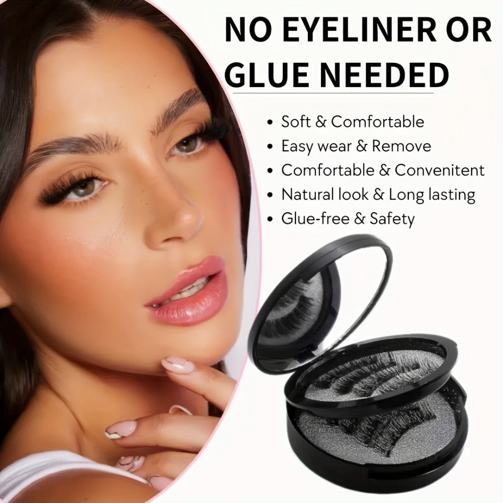 8-Pair Glue-Free Dual Magnetic False Eyelashes 3D Reusable Set — No Eyeliner Needed, Waterproof, Includes Applicator Clip, Natural Look for Daily Wear & Special Occasions