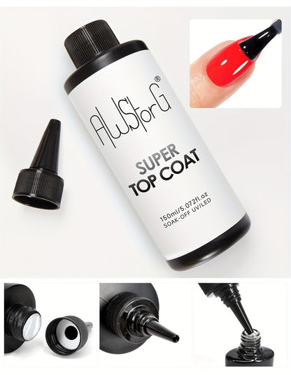 Gel Nail Top Coat 15ml Super Glossy & Matte Soak-Off LED Gel Polish Base Coat — Long-Lasting Salon Manicure Functional Gel Varnish for Home & Nail Salon Use