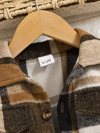 Baby Girl Plaid Outfit Set - Sleeveless Winter