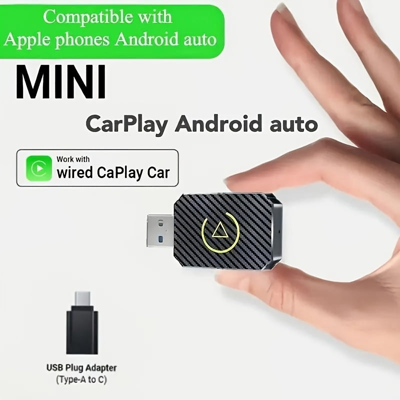 Mini wireless CarPlay adapter, suitable for Apple and Android, plug and play, low latency to convert wired to wireless CarPlay, suitable for a variety of models, upgraded in 2025, fast and stable connection, no battery required