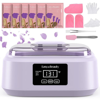 Paraffin Wax Warmer Kit 3000ml Touchscreen for Hands & Feet – Includes 6 Packs Refill Wax, Hot Wax Spa Bath for Arthritis Pain Relief & Deep Skin Moisturizing, Home Salon Use Purple Pink White Green Black