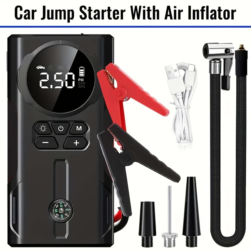 7000A Jump Starter with Air Compressor & Tire Inflator, 8-in-1 Portable Car Battery Booster for 9L Gas 8.5L Diesel, 150PSI Auto-Stop, Power Bank, LED Emergency Light, 12V Cars Trucks SUVs Motorcycles
