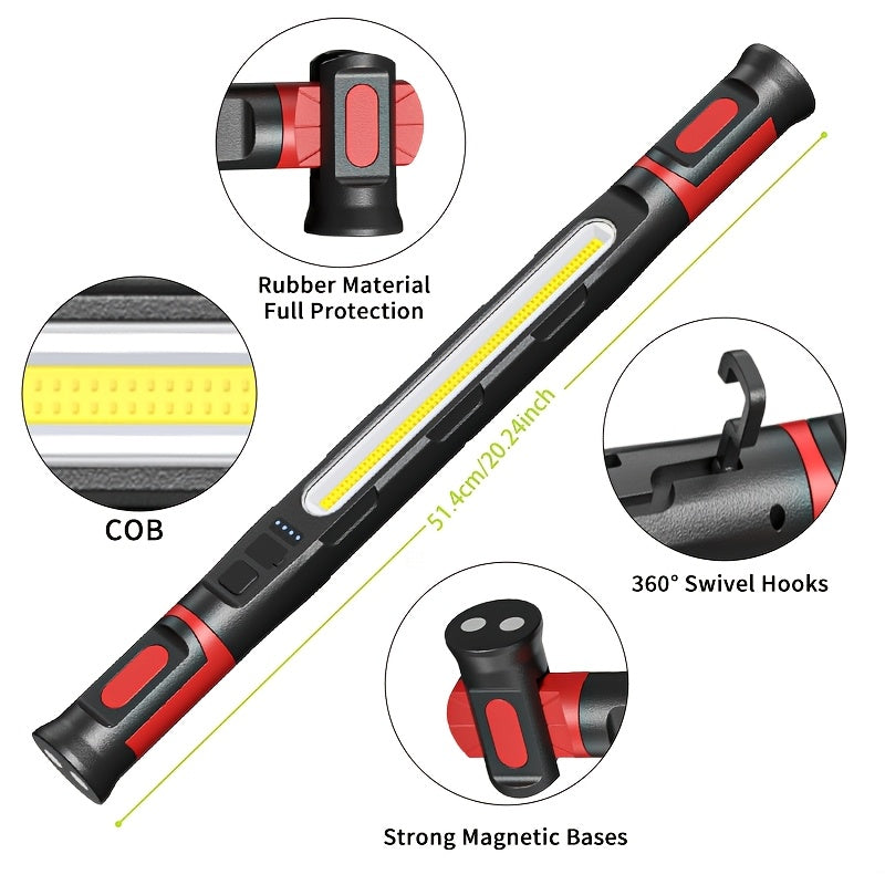 5000mAh Under-Hood Work Light, Magnetic LED Work Light, Hanging Hook, 3000 Lumens, Suitable for Car Repair/Mechanical Maintenance/Garage Inspection/Emergency Situations