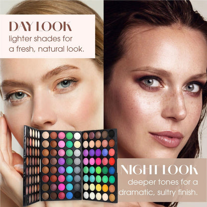 120 Color Eyeshadow Palette with 6 Makeup Brushes Shimmer Matte Multi Color Eye Shadow Kit for Stage Cosplay Halloween Party Daily Glam Women Gift