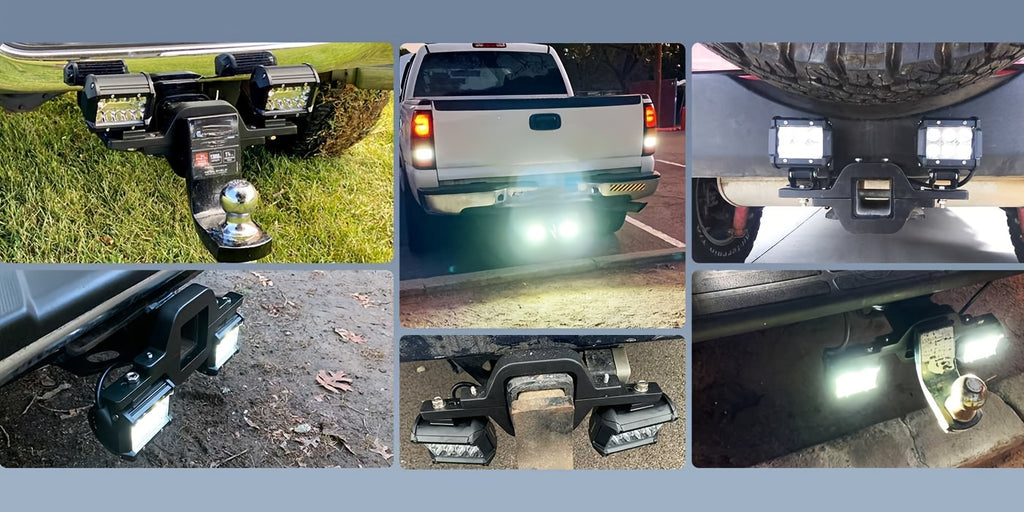 2pcs 18W Spot Driving Fog Light Off Road Led Lights Bar 2" Tow Hitch Bracket With Wiring Harness Kit -2 Leads, Without Battery