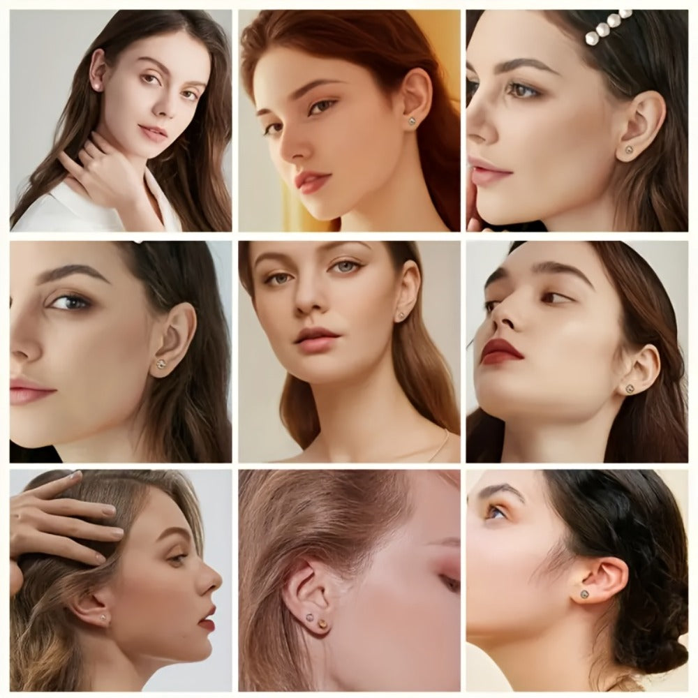 Ear Piercing Kit with 34 Stainless Steel Ear Studs Professional Piercing Gun Safe One-Click DIY Earlobe Piercing Set Hypoallergenic for Salon & Home Use Women Girls Gift Blue Black