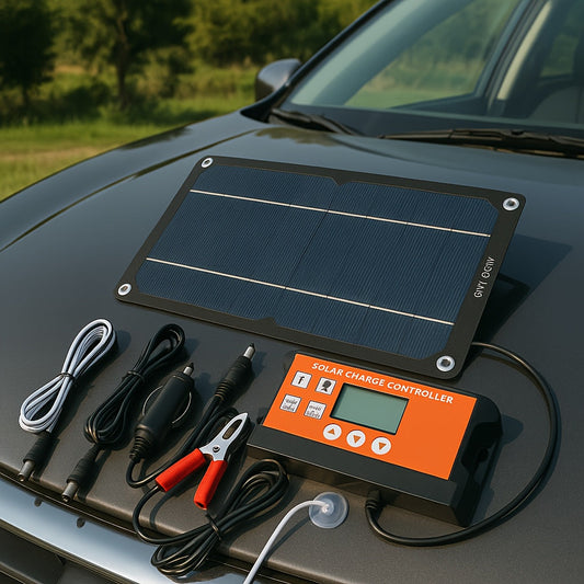 Solar Panel Kit 100W Monocrystalline with Extension Cable, Battery Clip & Charge Controller – 12V/24V for RV, Camper, Off-Grid Camping & Outdoor Portable Solar Generator