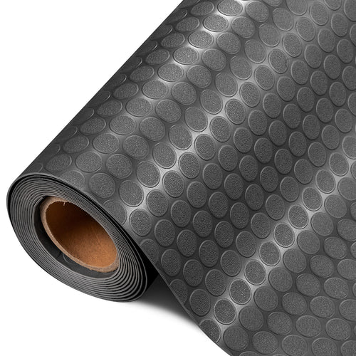 7*16 FTGarage Floor Mat Roll, Heavy Duty PVC Flooring for Under Car Parking, Waterproof RV & Trailer Runner, Stain Resistant Protector, Black