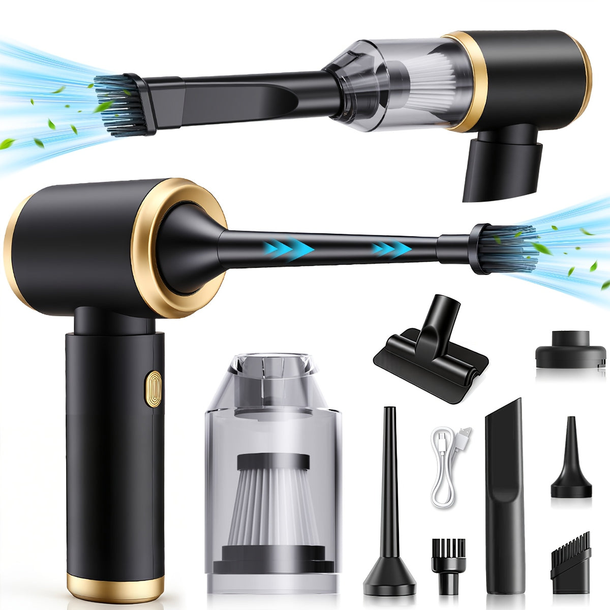 8000Pa Car Vacuum Cleaner - Strong Suction, High Efficiency, Portable Cordless Household Handheld Vacuum Cleaner With Both Blowing And Suction Functions, Equipped With Various Gap Cleaning Tools, Suitable For Car/office/home Cleaning