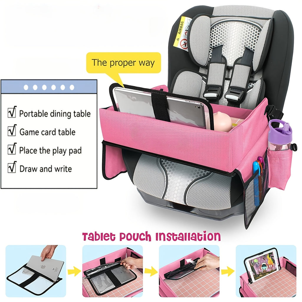 1pc Car Travel Trays, Essential Car Trays for Long-distance Road Travel, Car Seat Activity Table Trays, Car Seat Table Organizer, Painting, Water Cup, Food Holder