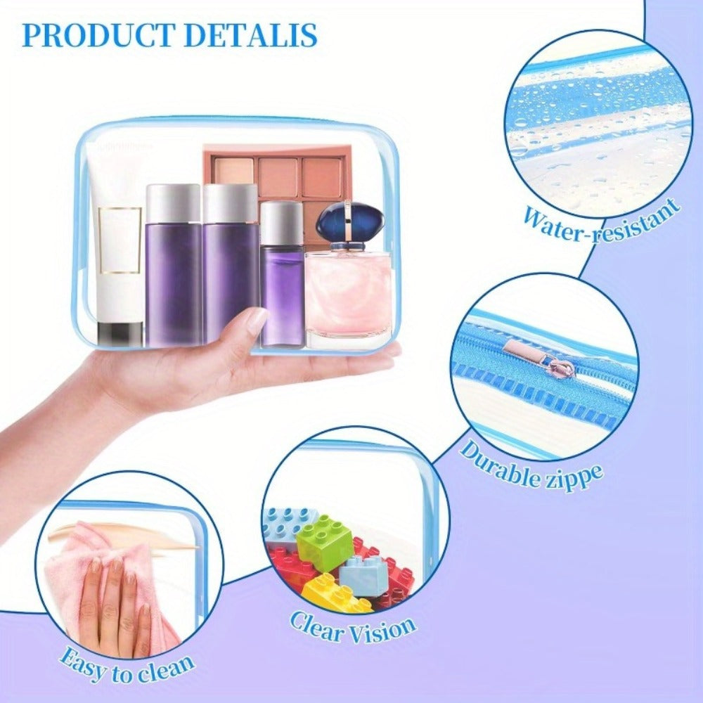 TSA Approved Clear Toiletry Bags Set of 24 Transparent Travel Makeup Organizer Pouches Medium Size Airport Security Quart Bag for Liquids Skincare Women White Rose Red