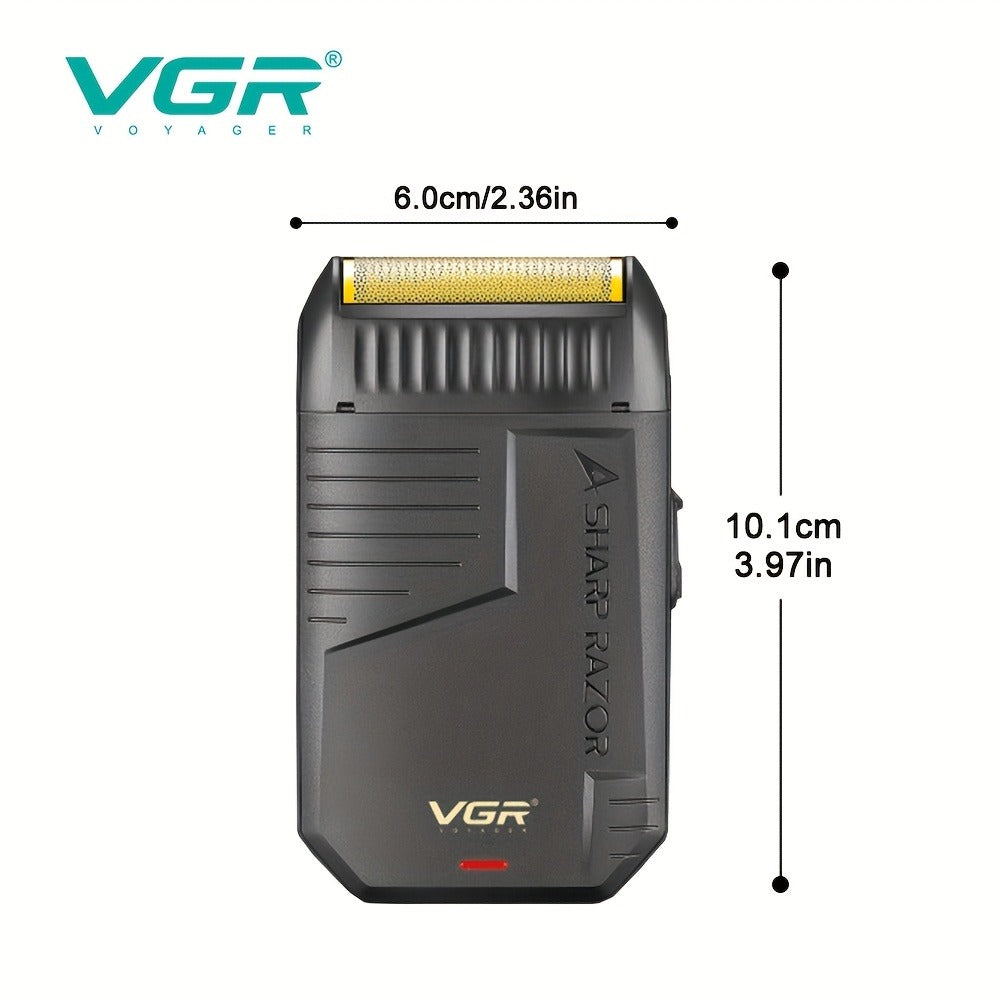 Electric Foil Shaver for Men USB Rechargeable Cordless – VGR Professional Beard Sideburn Trimmer Close Shave Travel-Ready Minimalist Black Design, Great Gift for Him Models V-363 V-375