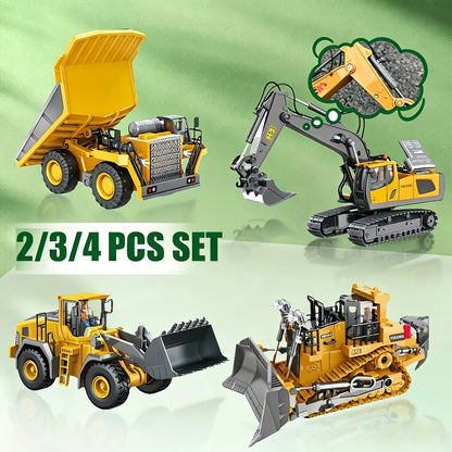RC Construction Vehicle Set 2-in-1 & 3-in-1 – 2.4G 11-Channel Remote Control Excavator Dump Truck Forklift Bulldozer, Alloy & Plastic Engineering Toy Car Kit for Kids Boys, Birthday Christmas Gift