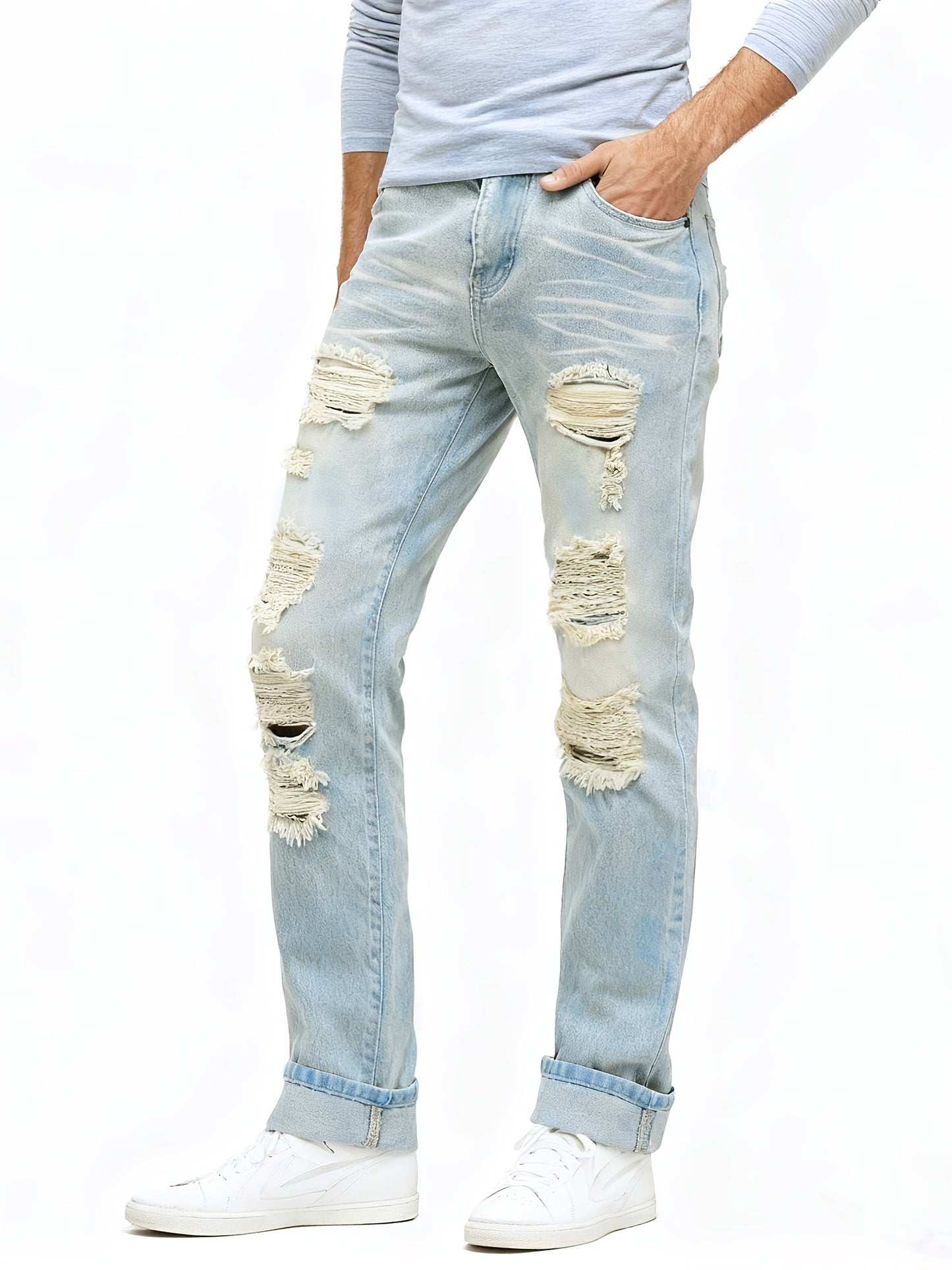 Men's Casual Pants - Distressed Relaxed Fit