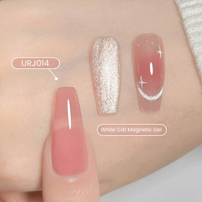 White Glitter Cat Eye Gel Polish Set 2pc Sparkling Magnetic with Stick Included | Soak Off UV LED 0.51oz Each Semi-Permanent 3D Nail Art | Salon & Home DIY Manicure Kit for Women Beginners