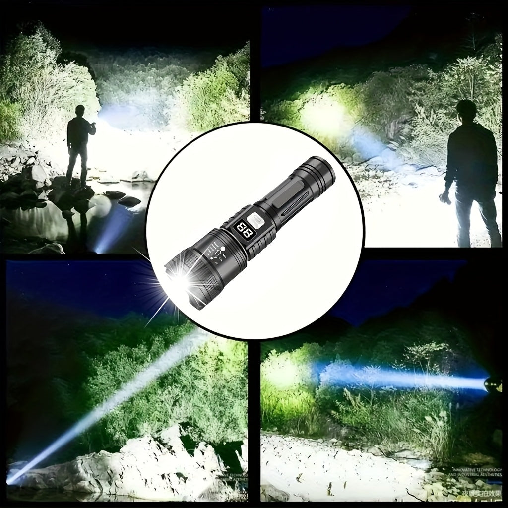 Zoomable Rechargeable Flashlight 800 Lumen High Power LED Torch Adjustable Beam for Camping Fishing Hunting Emergency EDC