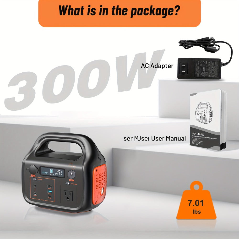 Portable Power Station 1075Wh/294Wh – 1000W/300W Solar Generator, Lithium Battery, 120V AC Outlet, for RV, Camping, Hiking, Fishing & Emergency Backup