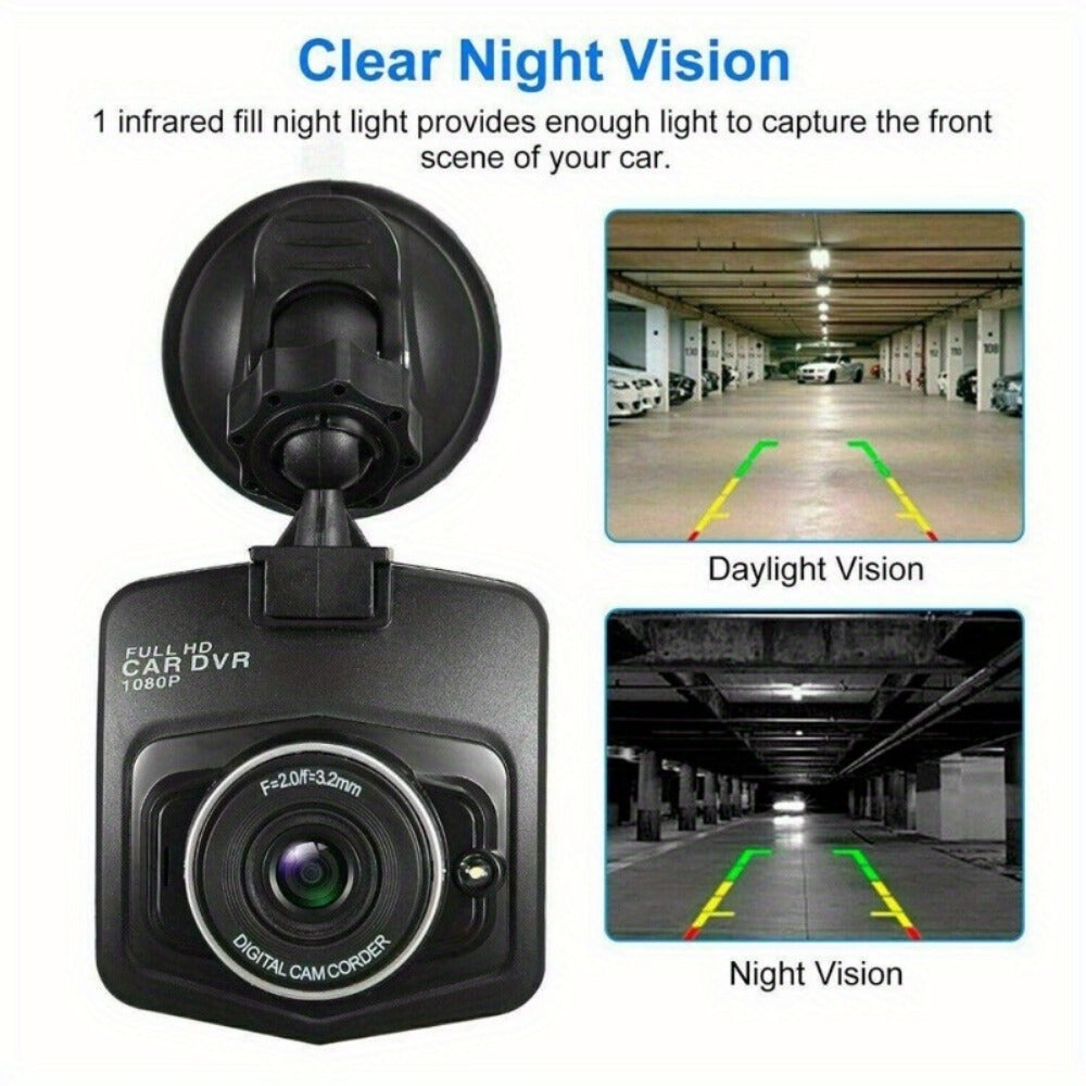1080P Universal Vehicle Dashboard Camera Featuring a 2.2" LCD Display - Continuous Recording, 24/7 Parking Surveillance, And Motion Sensing, Without Battery