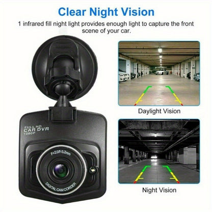 1080P Universal Vehicle Dashboard Camera Featuring a 2.2" LCD Display - Continuous Recording, 24/7 Parking Surveillance, And Motion Sensing, Without Battery