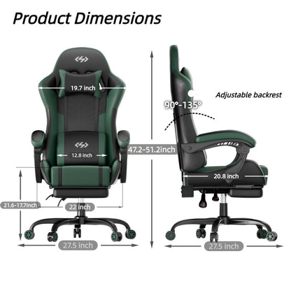 360° Rotating Faux Leather Gaming Chair with Footrest and Lumbar Support detail image - detail view 4