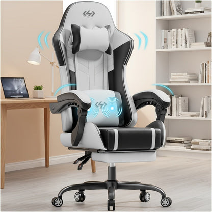 360° Rotating Faux Leather Gaming Chair with Footrest and Lumbar Support detail image - detail view 6