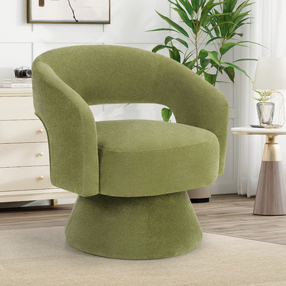 360° Rotating Round Accent Chair, Upholstered Lounge Chair for Living Room detail image - detail view 10