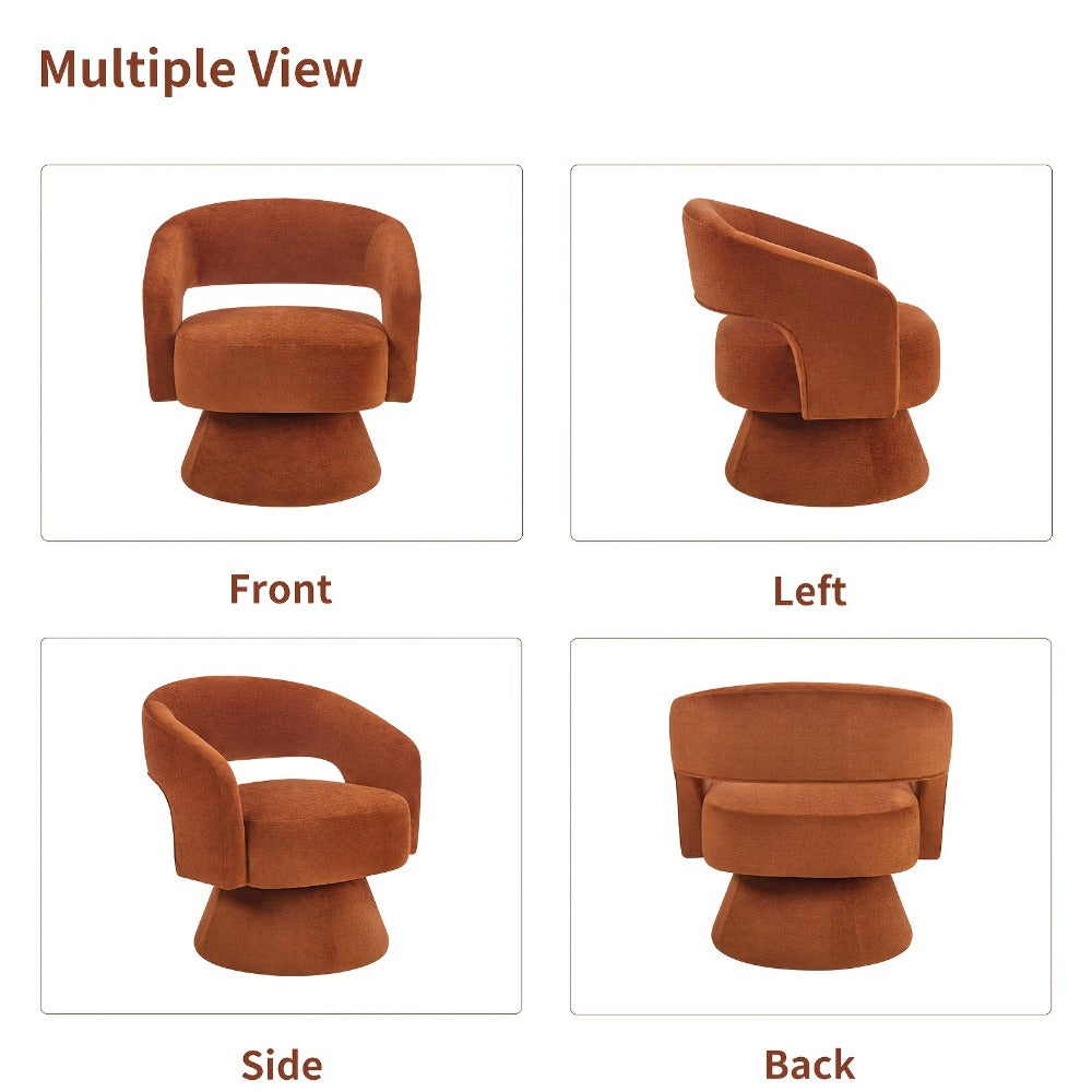360° Rotating Round Accent Chair, Upholstered Lounge Chair for Living Room detail image - detail view 11