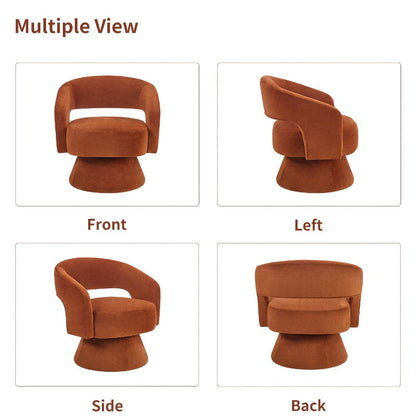 360° Rotating Round Accent Chair, Upholstered Lounge Chair for Living Room detail image - detail view 11