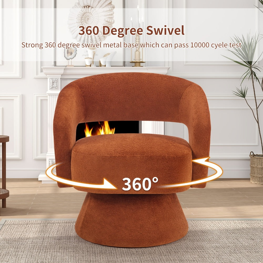 360° Rotating Round Accent Chair, Upholstered Lounge Chair for Living Room detail image