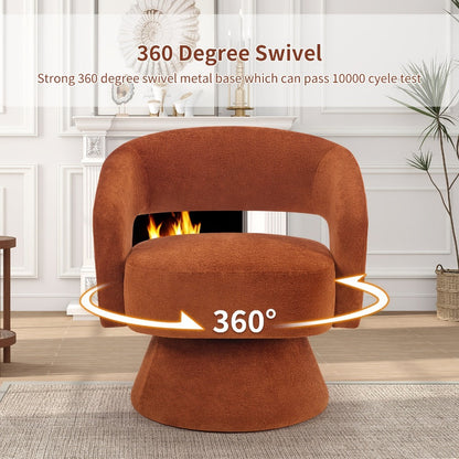 360° Rotating Round Accent Chair, Upholstered Lounge Chair for Living Room detail image