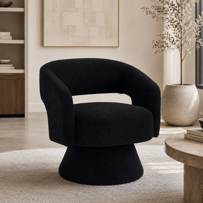 360° Rotating Round Accent Chair, Upholstered Lounge Chair for Living Room detail image - detail view 3