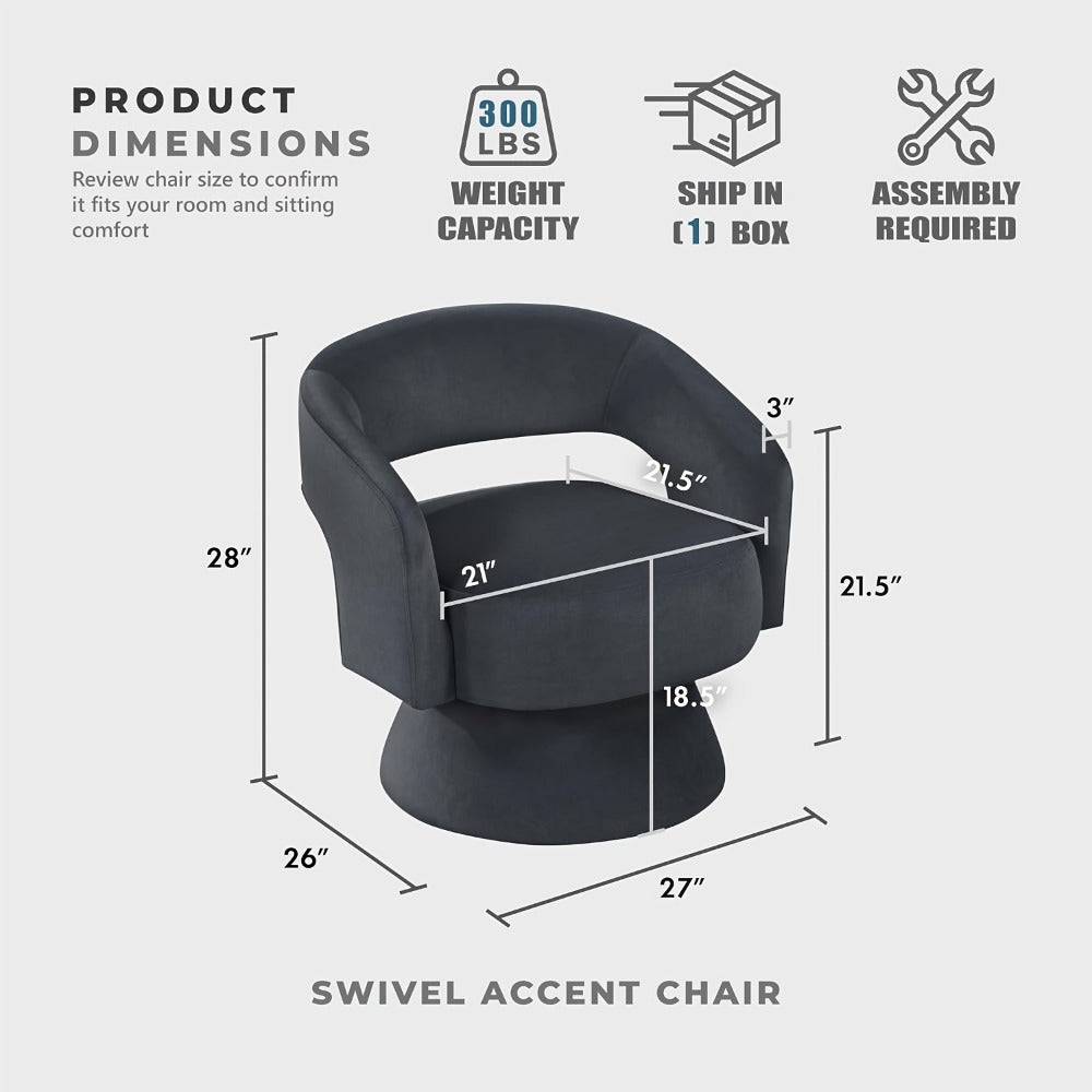 360° Rotating Round Accent Chair, Upholstered Lounge Chair for Living Room detail image - detail view 4