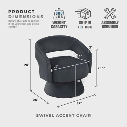 360° Rotating Round Accent Chair, Upholstered Lounge Chair for Living Room detail image - detail view 4