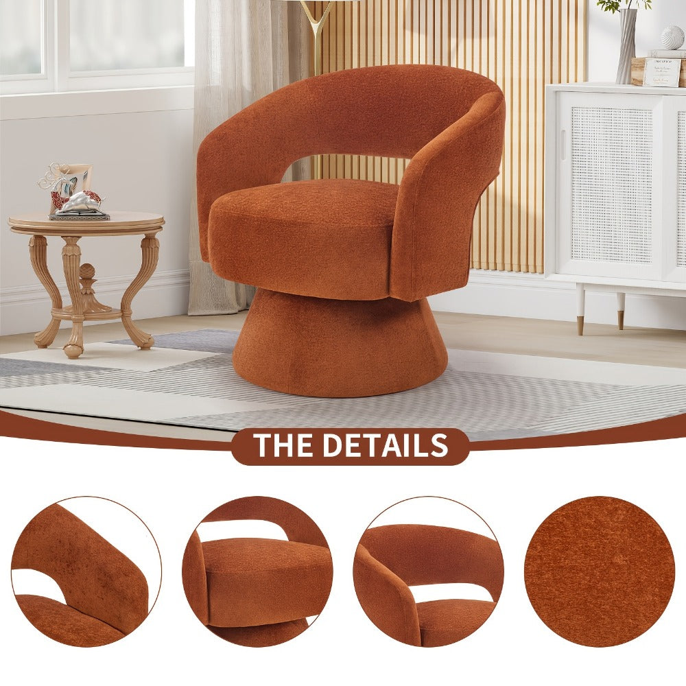 360° Rotating Round Accent Chair, Upholstered Lounge Chair for Living Room detail image - detail view 6
