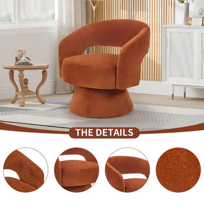 360° Rotating Round Accent Chair, Upholstered Lounge Chair for Living Room detail image - detail view 6