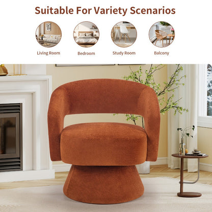 360° Rotating Round Accent Chair, Upholstered Lounge Chair for Living Room detail image - detail view 8