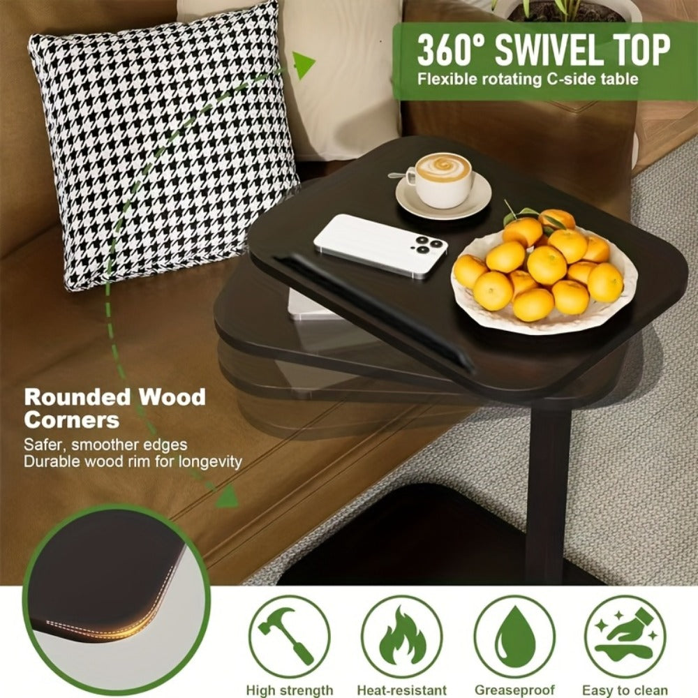 360° Rotating Side Table with Adjustable Height, Small Accent Table detail image - detail view 13