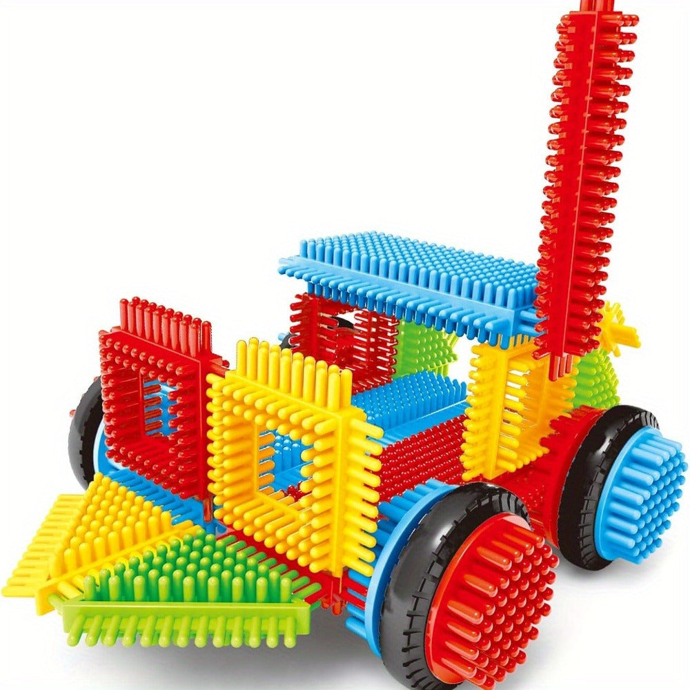 Hedgehog Building Blocks 150 Pieces – Soft Interlocking Bristle Blocks STEM Educational Toy for Toddlers & Preschool Kids, Creative Construction Playset, Birthday Gift for Boys & Girls Ages 3+