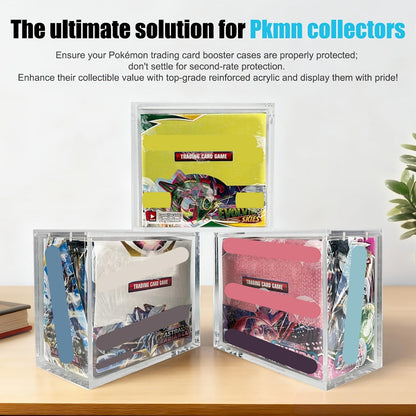 Pokemon Acrylic Display Case with UV Protection – 6MM Thick Crystal Clear Case for Booster Box & Elite Trainer Box, Self-Closing Cover, Polished Corners, Collector Gift