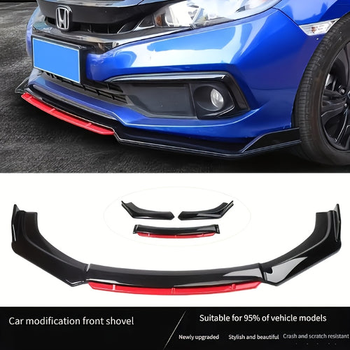4pcs/Set Material Car Front Lip Spoiler Kit - Stylish Appearance Upgrade, Small Vehicle Bumper Modification Additions, Easy Installation Durable Protection for Vehicle Fenders