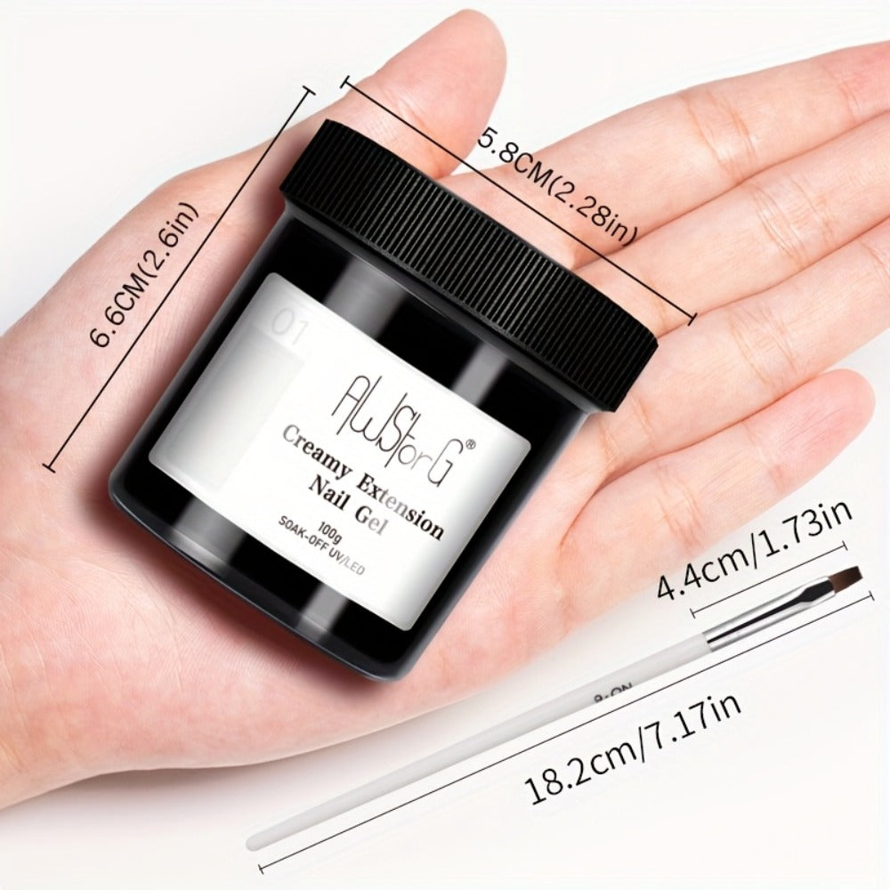 Nail Extension Gel Kit 3pcs 100g Clear Creamy Building Gel Hard Construction Gel for Nail Strengthening Lengthening and Manicure UV LED Nail Builder Gel Set Salon and Home Use