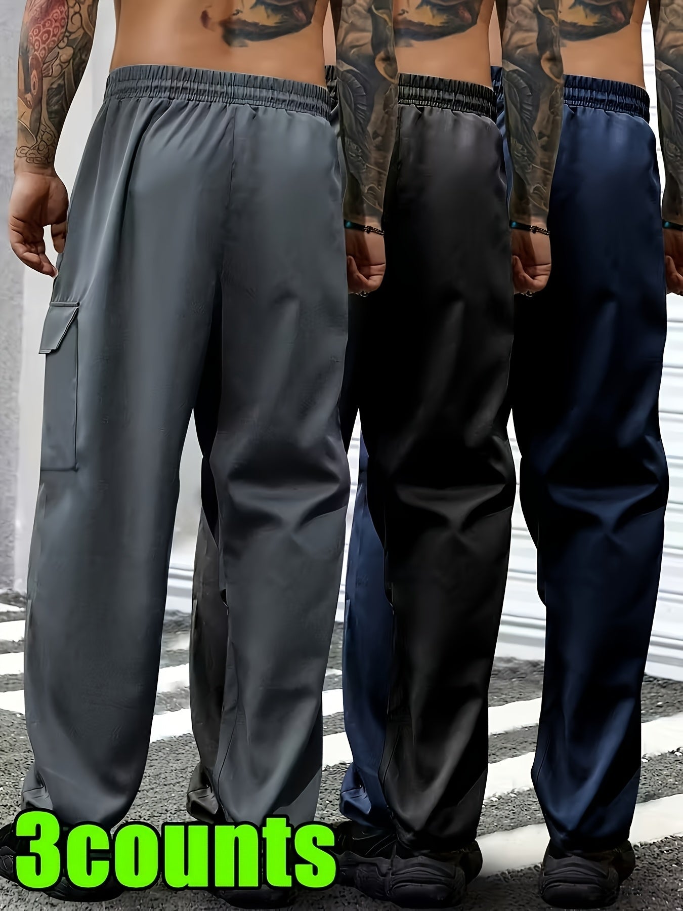 Men's Casual Pants - Elastic Waist With Pockets