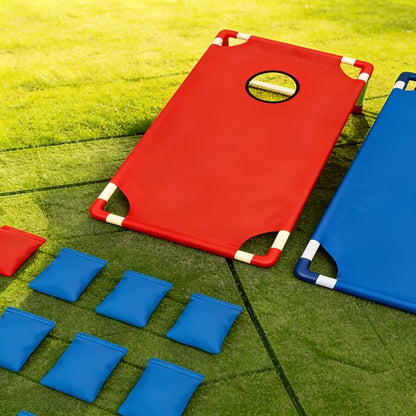 Portable Cornhole Bean Bag Toss Game Foldable Board 12 Bean Bags Storage Bag Outdoor Backyard Camping Party Game Kids Adults Family Birthday Holiday Gift Red Blue