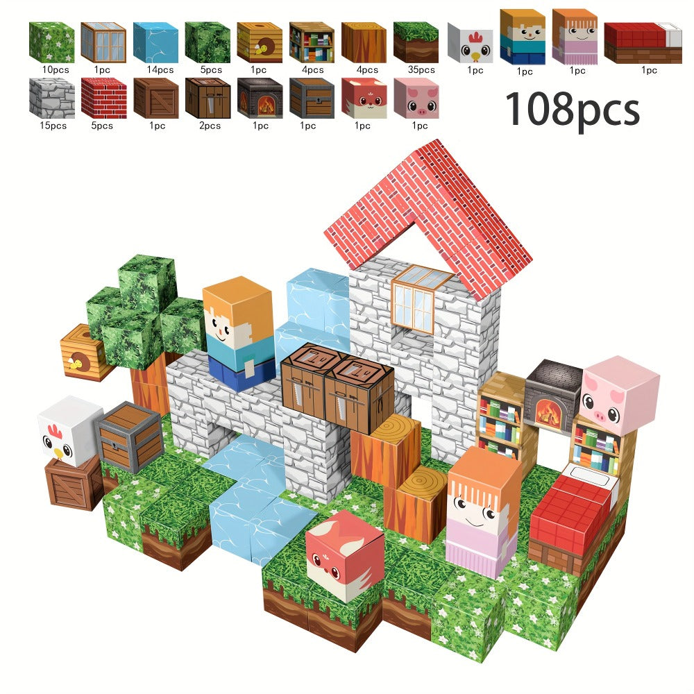 Magnetic Blocks STEM Building Toys for Kids 48/54/64/100/102/108pcs – Sensory Magnetic Tiles Set for Boys Girls Ages 3 4 5 6 7 8 9 10, Birthday Christmas Halloween Gift, Random Color