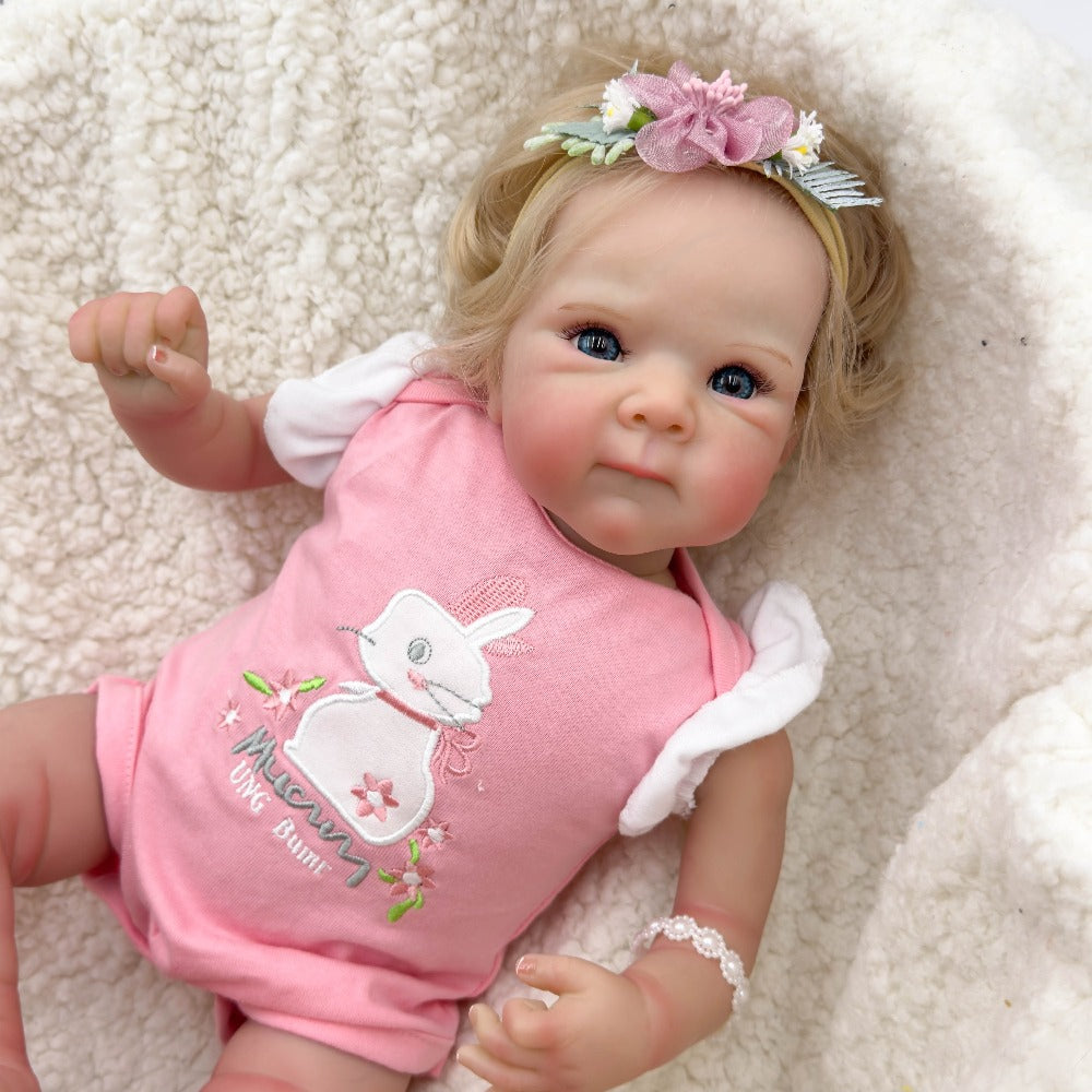 Reborn Baby Doll 16 Inch Handcrafted Newborn with Hand-Applied Eyelashes Rooted Hair Soft Cloth Body & Poseable Limbs – Includes Outfit Pacifier Diaper & Birth Certificate, Lifelike Girl Toy Gift Ages 3+ 42cm