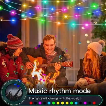 RGB Smart Fairy String Lights with App & Remote Control, Music Sync, IP65 Waterproof, USB Powered Multicolor LED String Lights for Bedroom, Outdoor, Christmas, Party, Wedding Decoration