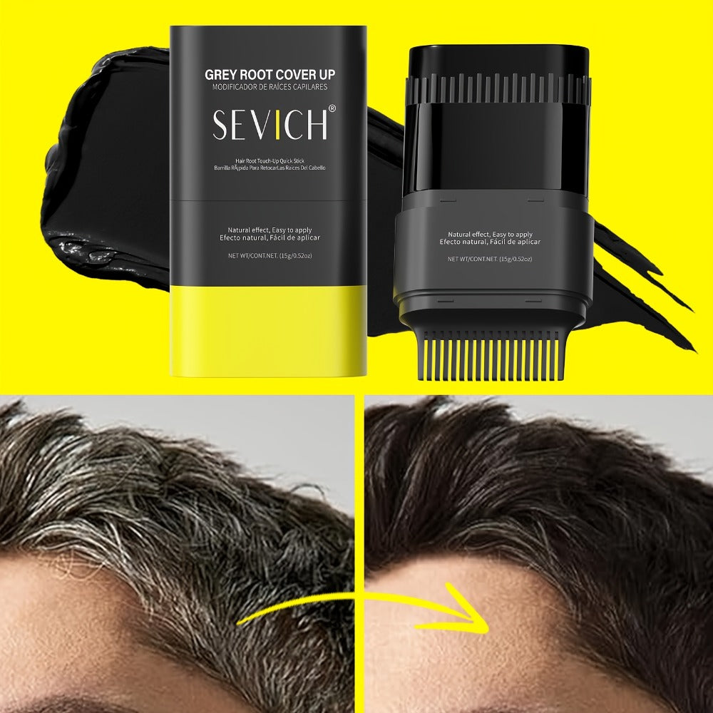 Beard Dye Pen 2-in-1 Waterproof Color Stick for Men — Sevich Instant Gray Coverage Washable Beard Hair Filler Pen with Brush Natural Finish for Mustache & Sideburns 3 Shades