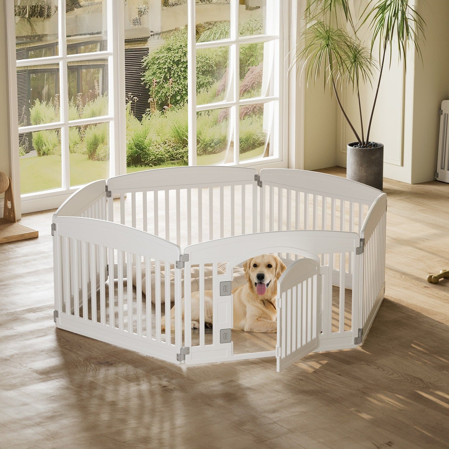 Foldable Dog Playpen & Indoor Outdoor Pet Fence – Portable, Easy to Clean, 4-Panel & 6-Panel, White & Black