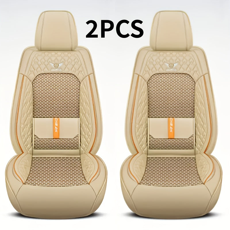 Car Seat Covers Full Set – Faux Leather 5-Seat & 2-Front Options, 3D Diamond Embroidery, Waterproof & Non-Slip for SUVs, Sedans & Trucks